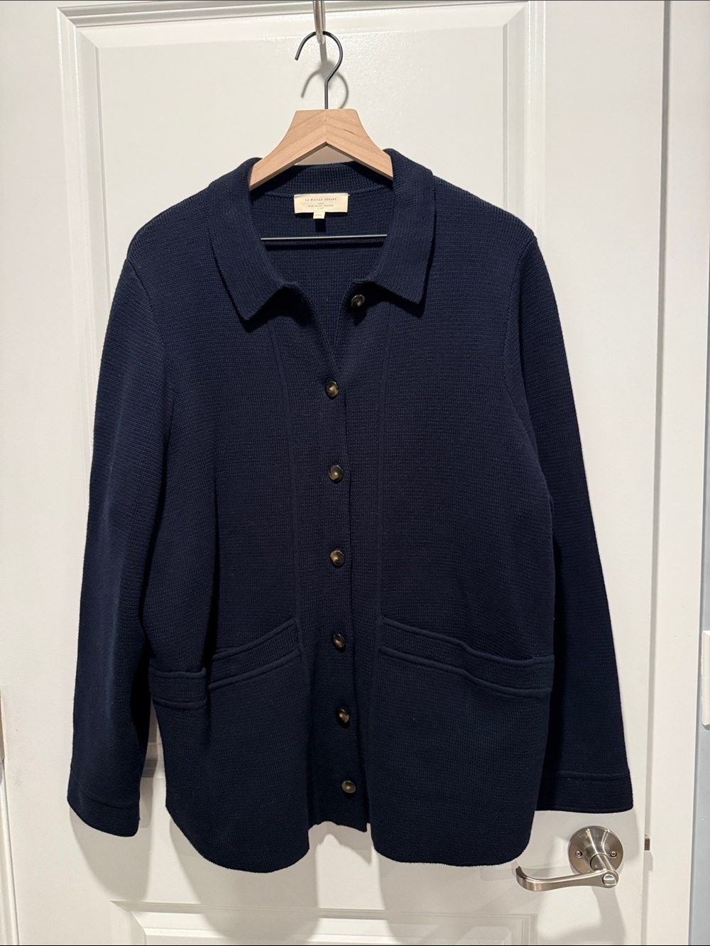 Sezane Will Knit Jacket Navy Blue - Size XXL